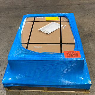 Tekra Product Pallet wrapped in blue shrink wrap